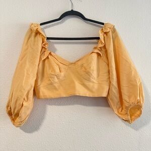 Farm Rio Buble Sleeve Crop Blouse Top Size M